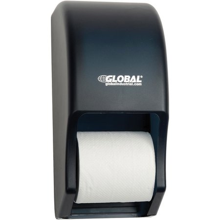 GLOBAL INDUSTRIAL Standard Double Toilet Tissue Dispenser, Two 5-1/4 Rolls, Plastic, Gray 640934